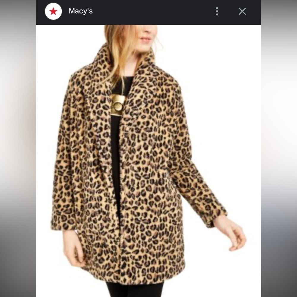 Calvin Klein NWT leopard print fleece jacket with pockets sz XS